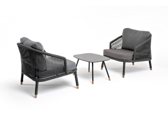 "Верона" лаунж-зона 5-местная плетеная из роупа (веревки), каркас алюминиевый темно-серый, роуп темно-серый в Набережных Челнах