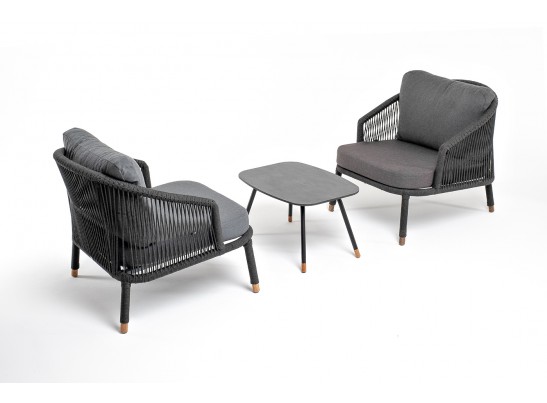 "Верона" лаунж-зона 5-местная плетеная из роупа (веревки), каркас алюминиевый темно-серый, роуп темно-серый в Набережных Челнах