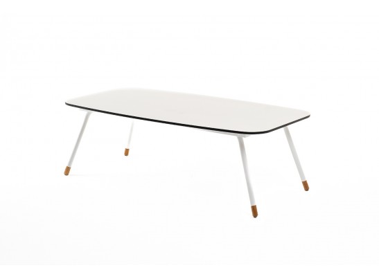 "Верона" журнальный стол из HPL 120х65, H40, каркас белый муар, цвет столешницы "молочный" в Набережных Челнах