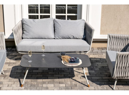 "Верона" журнальный стол из HPL 120х65, H40, каркас светло-серый (RAL 7035) муар, цвет столешницы "серый гранит" в Набережных Челнах