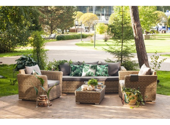 "Капучино" диван из искусственного ротанга трехместный, цвет соломенный в Набережных Челнах