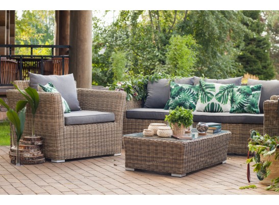 "Капучино" лаунж-зона из искусственного ротанга, цвет соломенный в Набережных Челнах