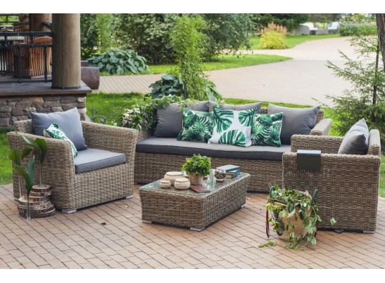 "Капучино" лаунж-зона из искусственного ротанга, цвет соломенный в Набережных Челнах