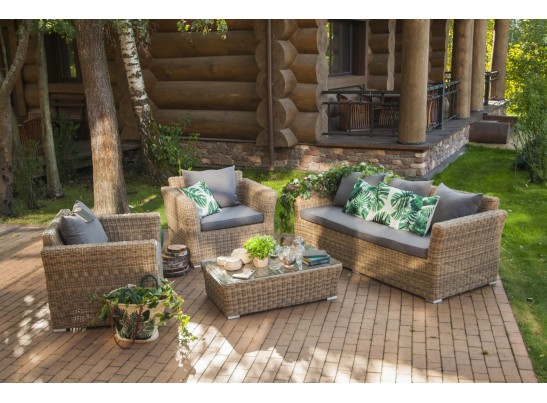 "Капучино" лаунж-зона из искусственного ротанга, цвет соломенный в Набережных Челнах