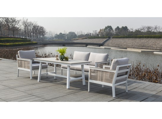 "Сан Ремо" стол обеденный из ДПК, каркас алюминиевый в Набережных Челнах