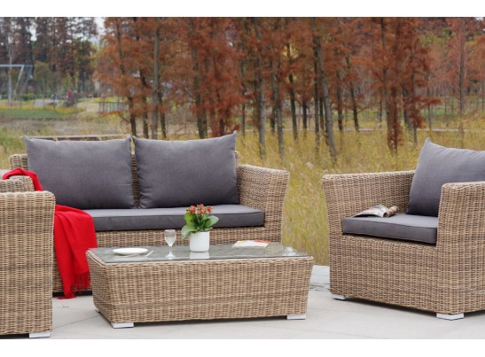 "Капучино Сингл" лаунж-зона из искусственного ротанга, цвет соломенный в Набережных Челнах