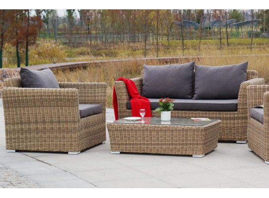 "Капучино Сингл" лаунж-зона из искусственного ротанга, цвет соломенный в Набережных Челнах