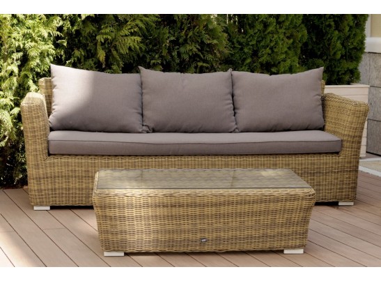 "Капучино" диван из искусственного ротанга трехместный, цвет соломенный в Набережных Челнах