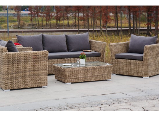 "Капучино" лаунж-зона из искусственного ротанга, цвет соломенный в Набережных Челнах