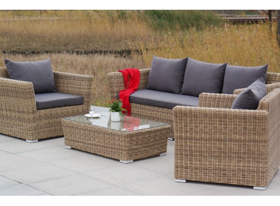 "Капучино" лаунж-зона из искусственного ротанга, цвет соломенный в Набережных Челнах