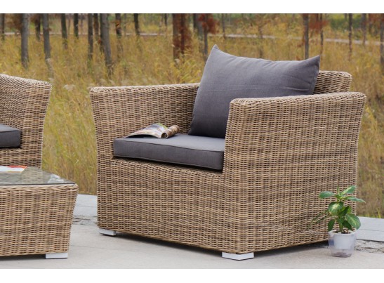 "Капучино" лаунж-зона из искусственного ротанга, цвет соломенный в Набережных Челнах