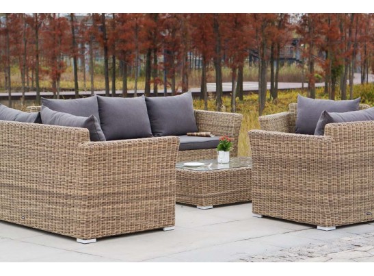 "Капучино Дабл" лаунж-зона из искусственного ротанга, цвет соломенный в Набережных Челнах