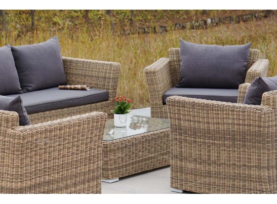 "Капучино Дабл" лаунж-зона из искусственного ротанга, цвет соломенный в Набережных Челнах