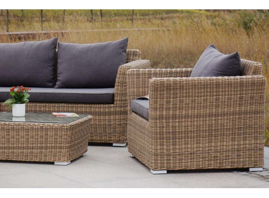 "Капучино Дабл" лаунж-зона из искусственного ротанга, цвет соломенный в Набережных Челнах