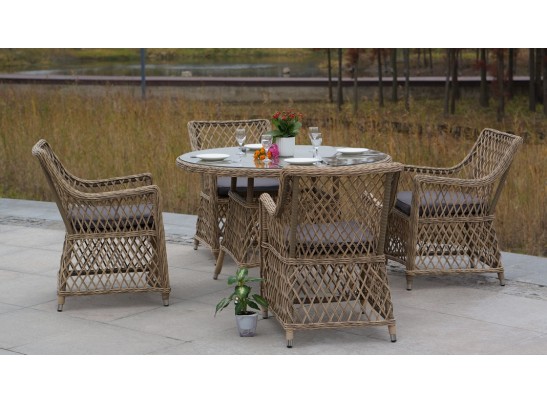 "Эспрессо" плетеный круглый стол, диаметр 118 см, цвет соломенный в Набережных Челнах