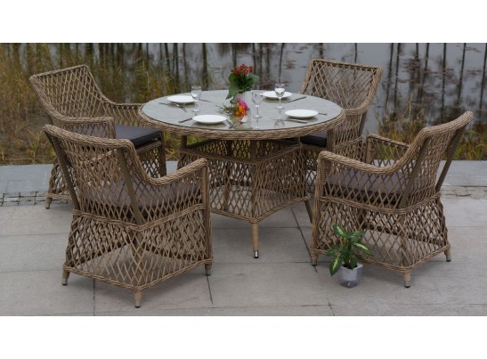 "Эспрессо" плетеный круглый стол, диаметр 118 см, цвет соломенный в Набережных Челнах