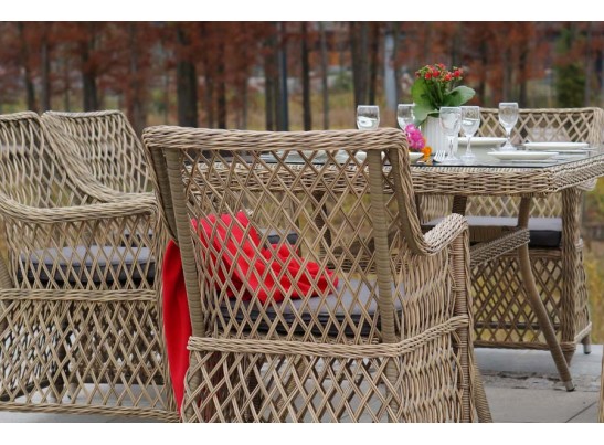 "Айриш" обеденная группа плетеная на 4 персоны, цвет соломенный в Набережных Челнах
