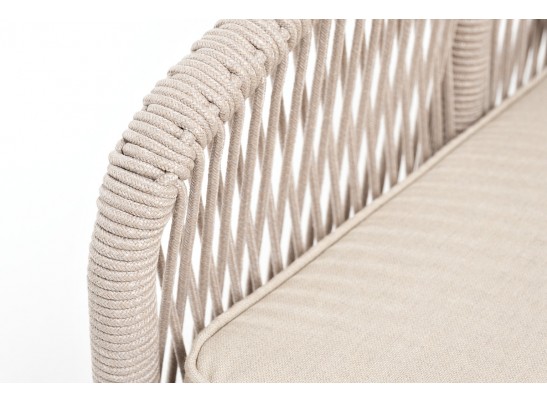 "Канны" диван 2-местный плетеный из роупа, основание дуб, роуп бежевый круглый, ткань бежевая 052 в Набережных Челнах