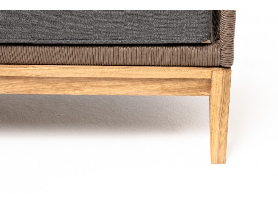 "Канны" диван 2-местный плетеный из роупа, основание дуб, роуп коричневый круглый, ткань темно-серая 027 в Набережных Челнах