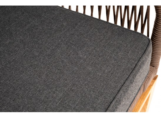 "Канны" диван 2-местный плетеный из роупа, основание дуб, роуп коричневый круглый, ткань темно-серая 027 в Набережных Челнах