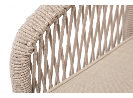 "Канны" кресло плетеное из роупа (веревки), каркас алюминий белый, роуп бежевый, ткань бежевая в Набережных Челнах