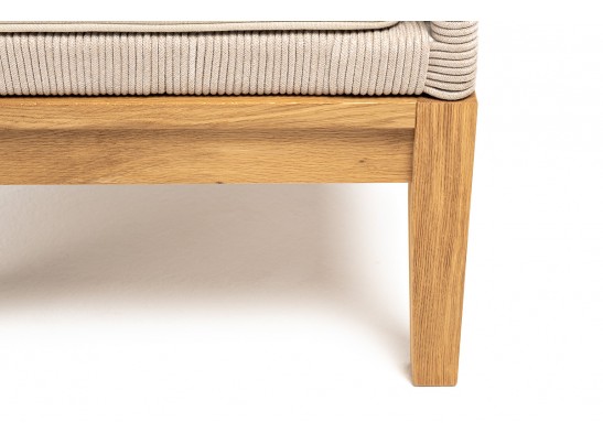 "Канны" кресло плетеное из роупа, основание дуб, роуп бежевый круглый, ткань бежевая 052 в Набережных Челнах