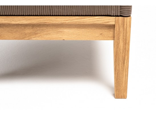 "Канны" кресло плетеное из роупа, основание дуб, роуп коричневый круглый, ткань темно-серая 027 в Набережных Челнах