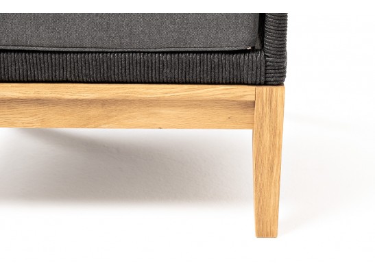 "Канны" кресло плетеное из роупа, основание дуб, роуп темно-серый круглый, ткань темно-серая 027 в Набережных Челнах