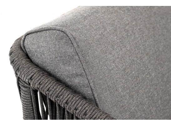 "Канны" кресло плетеное из роупа, основание дуб, роуп темно-серый круглый, ткань темно-серая 027 в Набережных Челнах