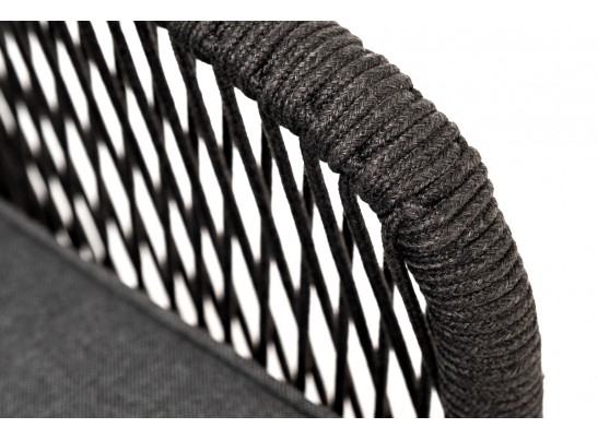 "Канны" кресло плетеное из роупа, основание дуб, роуп темно-серый круглый, ткань темно-серая 027 в Набережных Челнах