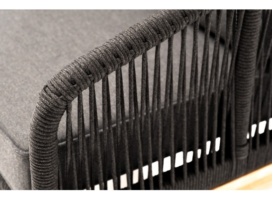 "Канны" кресло плетеное из роупа, основание дуб, роуп темно-серый круглый, ткань темно-серая 027 в Набережных Челнах