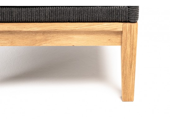 "Канны" кресло плетеное из роупа (узелки), основание дуб, роуп темно-серый круглый, ткань серая в Набережных Челнах