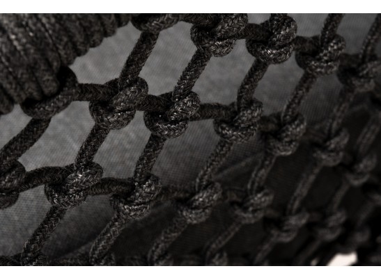 "Канны" кресло плетеное из роупа (узелки), основание дуб, роуп темно-серый круглый, ткань серая в Набережных Челнах