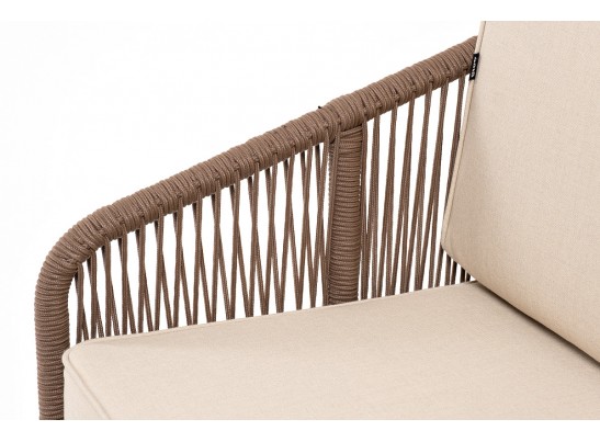 "Канны" лаунж-зона 4-местная из роупа со столом "Гранада" (серый гранит), основание дуб, роуп коричневый, ткань бежевая в Набережных Челнах