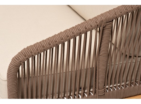 "Канны" лаунж-зона 4-местная из роупа со столом "Гранада" (серый гранит), основание дуб, роуп коричневый, ткань бежевая в Набережных Челнах