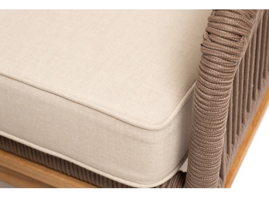 "Канны" лаунж-зона 4-местная из роупа со столом "Гранада" (серый гранит), основание дуб, роуп коричневый, ткань бежевая в Набережных Челнах