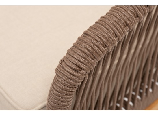 "Канны" лаунж-зона 4-местная из роупа со столом "Гранада" (серый гранит), основание дуб, роуп коричневый, ткань бежевая в Набережных Челнах