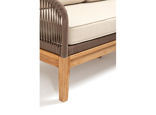 "Канны" лаунж-зона 4-местная из роупа со столом "Гранада" (серый гранит), основание дуб, роуп коричневый, ткань бежевая в Набережных Челнах