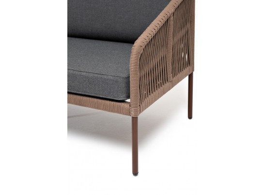 "Канны" лаунж-зона 4-местная из роупа со столом "Верона" (серый гранит), каркас алюминиевый коричневый, роуп коричневый в Набережных Челнах