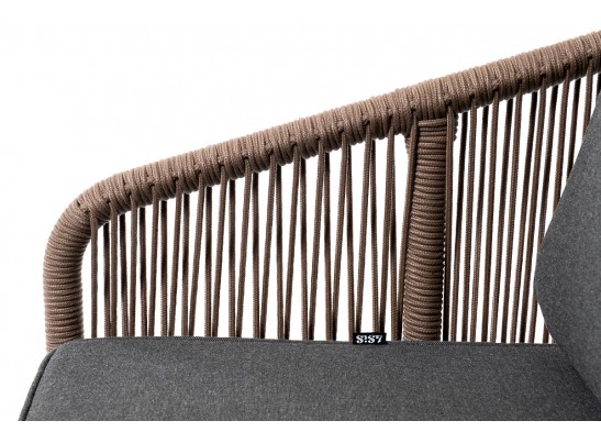 "Канны" лаунж-зона 4-местная из роупа со столом "Верона" (серый гранит), каркас алюминиевый коричневый, роуп коричневый в Набережных Челнах