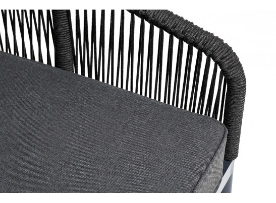 "Канны" левый модуль плетеный из роупа, каркас алюминий темно-серый (RAL7024) муар, роуп темно-серый круглый, ткань темно-серая 027 в Набережных Челнах