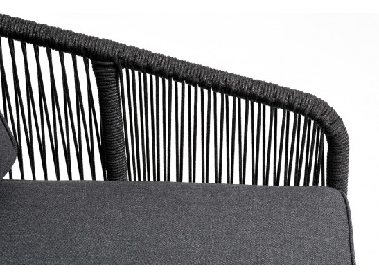 "Канны" левый модуль плетеный из роупа, каркас алюминий темно-серый (RAL7024) муар, роуп темно-серый круглый, ткань темно-серая 027 в Набережных Челнах