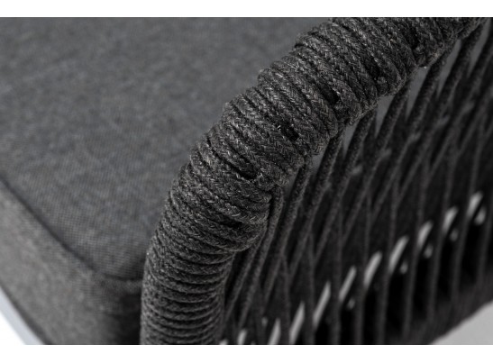 "Канны" левый модуль плетеный из роупа, каркас алюминий темно-серый (RAL7024) муар, роуп темно-серый круглый, ткань темно-серая 027 в Набережных Челнах