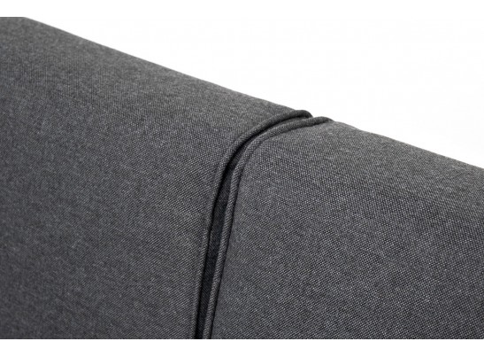 "Канны" левый модуль плетеный из роупа, каркас алюминий темно-серый (RAL7024) муар, роуп темно-серый круглый, ткань темно-серая 027 в Набережных Челнах