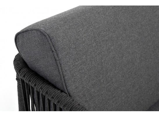 "Канны" угловой модуль плетеный из роупа, каркас алюминий темно-серый (RAL7024) муар, роуп темно-серый круглый, ткань темно-серая 027 в Набережных Челнах