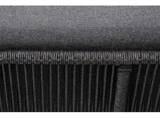 "Канны" угловой модуль плетеный из роупа, каркас алюминий темно-серый (RAL7024) муар, роуп темно-серый круглый, ткань темно-серая 027 в Набережных Челнах