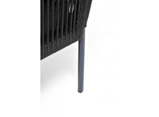 "Канны" угловой модуль плетеный из роупа, каркас алюминий темно-серый (RAL7024) муар, роуп темно-серый круглый, ткань темно-серая 027 в Набережных Челнах