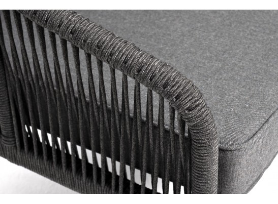 "Канны" диван модульный плетеный из роупа, каркас алюминий темно-серый (RAL7024), роуп темно-серый круглый, ткань темно-серая в Набережных Челнах