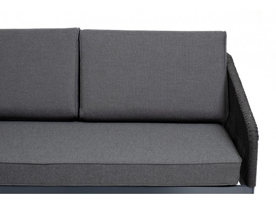 "Канны" диван модульный плетеный из роупа, каркас алюминий темно-серый (RAL7024), роуп темно-серый круглый, ткань темно-серая в Набережных Челнах