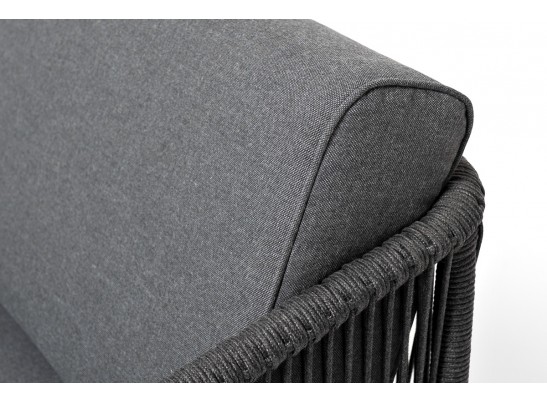 "Канны" диван модульный плетеный из роупа, каркас алюминий темно-серый (RAL7024), роуп темно-серый круглый, ткань темно-серая в Набережных Челнах